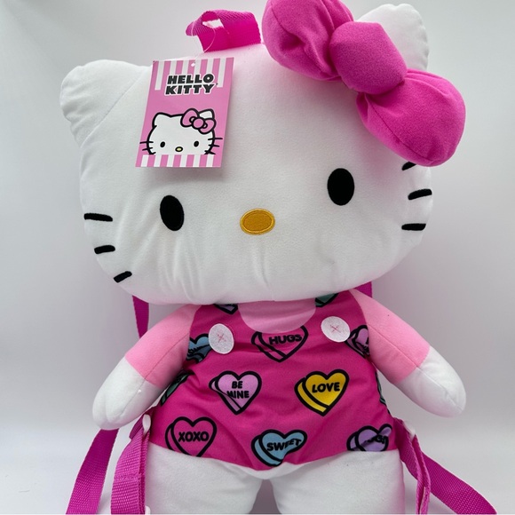 Sanrio Hello Kitty Plush Backpack with Zipper Pocket (Heart & Love) - Picture 8 of 8